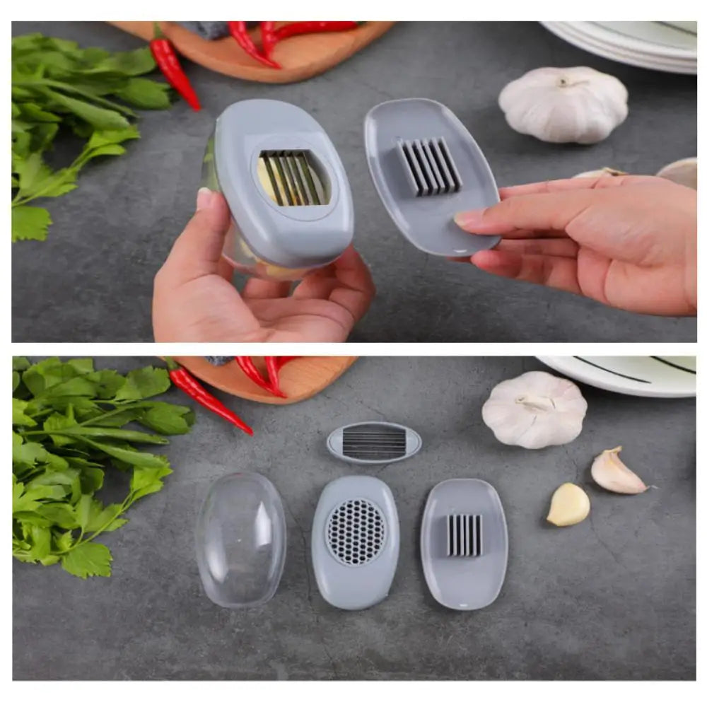 Manual Grinding Slicer Multifunction Pressing Garlic Grinding Grater Cutter Pressing Type Garlic Masher Container Kitchen Gadget